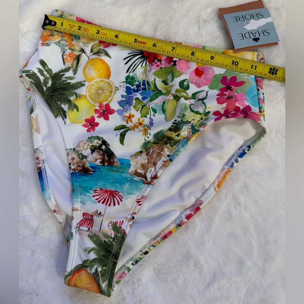 Shade & Shore High Waist Cheeky Multi-color Tropical Beach Bikini Bottom - Picture 8 of 11